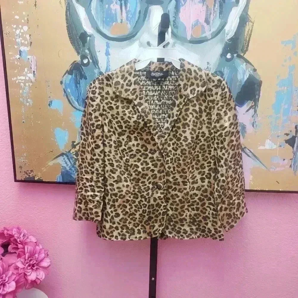 Peck & Peck Leopard Jacket with Back Shirring